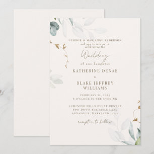 Hell Champagner Botanische Hochzeit II Einladung