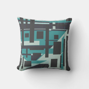 Hell & Dunkel Teal auf geometrischem Kunstdesign a Kissen