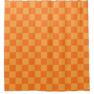Hell Dunkles Orangenes Karomuster Design Duschvorhang