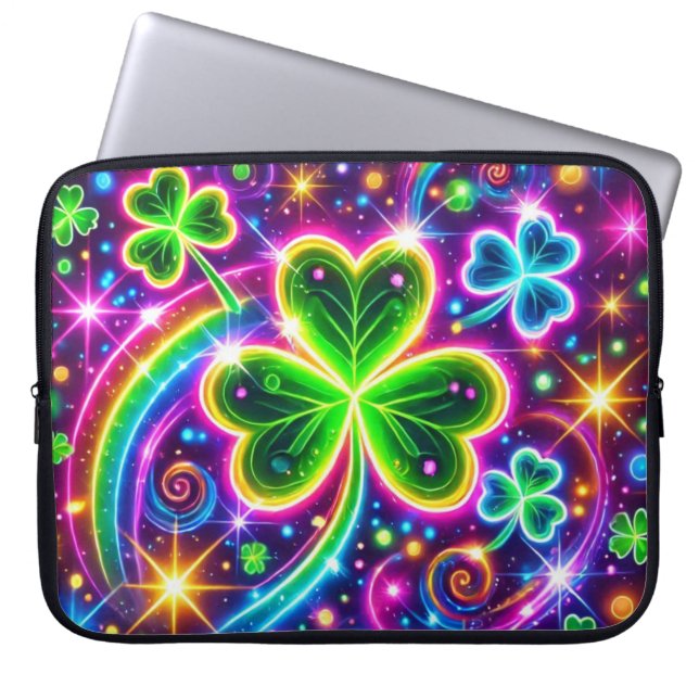 HELL FARBEN NEON SEHEN IRISCHE KLEEBLÄTTER LAPTOPSCHUTZHÜLLE (Vorderseite)