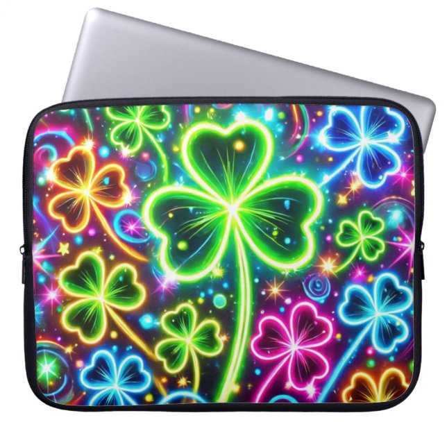 HELL FARBEN NEON SEHEN IRISCHE KLEEBLÄTTER LAPTOPSCHUTZHÜLLE (Vorderseite)