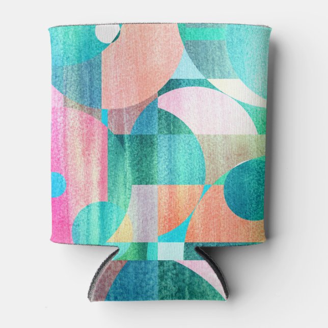 Hell, farbenfroh geometrisch Abstrakt Dosenkühler (Vorderseite)