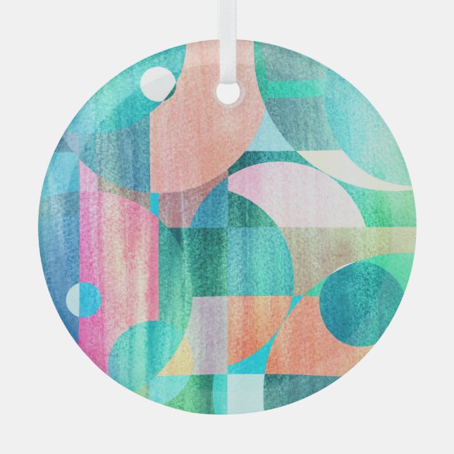 Hell, farbenfroh geometrisch Abstrakt Ornament Aus Glas (Vorderseite)