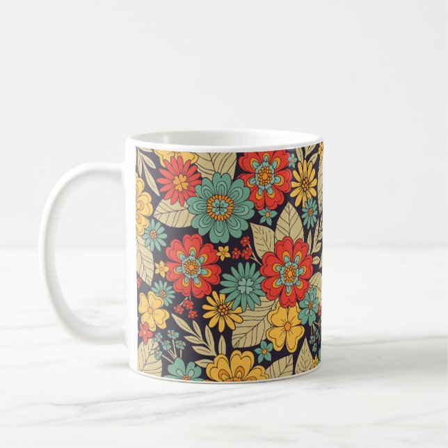 Hell, farbenfroh, modern und blumenreich kaffeetasse (Links)