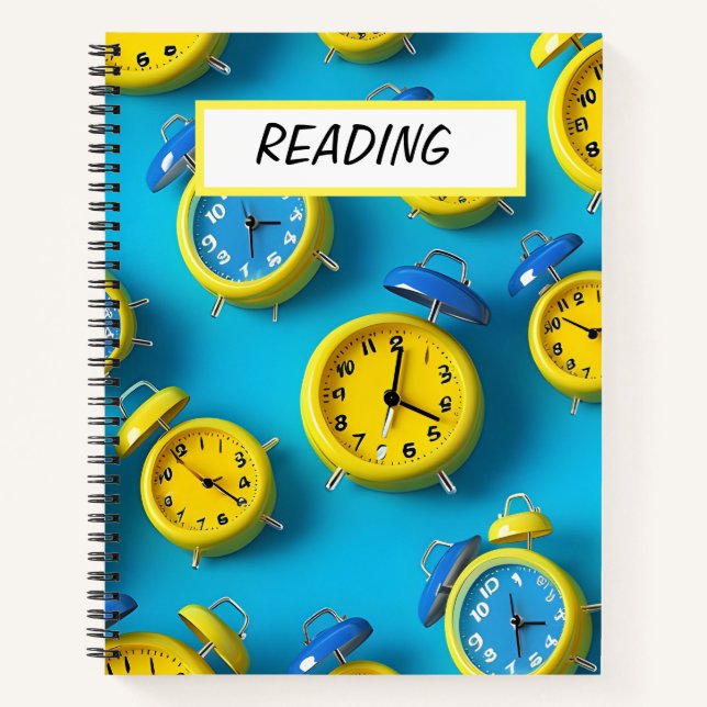 HELL GEARBEITETE BLAU- UND GELBE ALARMSCHLOCKEN NOTIZBUCH (Vorderseite)