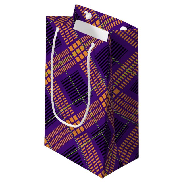 HELL GEARBEITETE HALLOWEWEER KARIERTER PATTER KLEINE GESCHENKTÜTE (Vorderseite Schrägansicht)