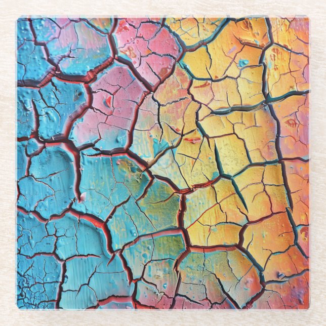 HELL GEARBEITETE, KRACKIERTE ZEICHEN SEHEN TEXTURE GLASUNTERSETZER (Vorderseite)