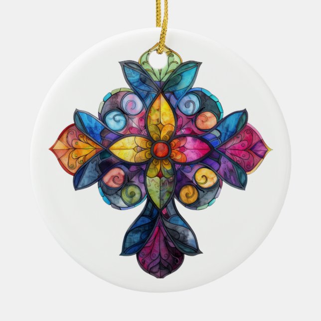 HELL gefARBEITETER GLAS-ÜBERSCHREITEN Keramik Ornament (Vorne)