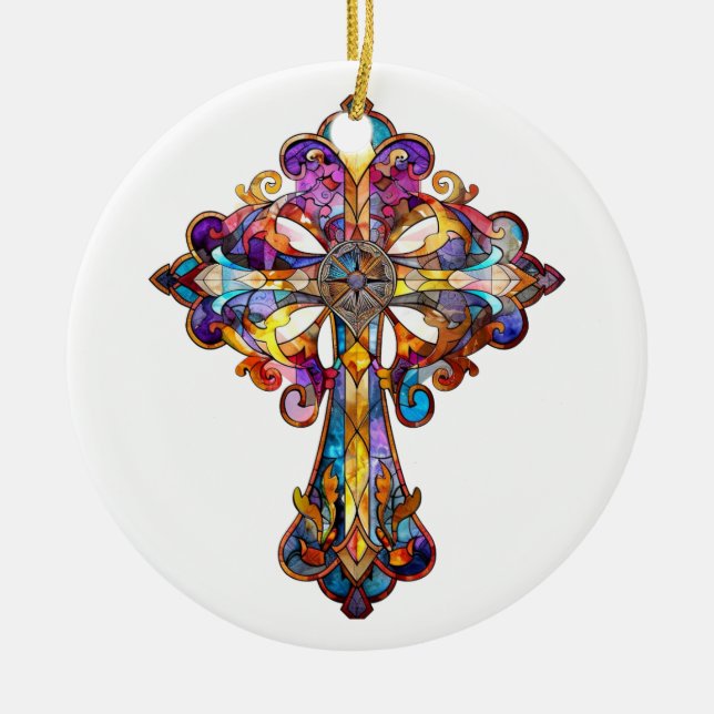 HELL gefARBEITETER GLAS-ÜBERSCHREITEN Keramik Ornament (Vorne)