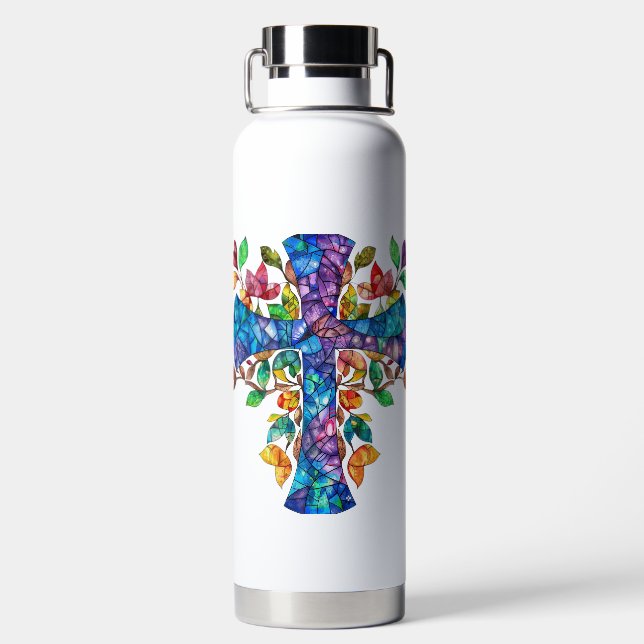 HELL gefARBEITETES GLAS SIEHT DURCH Trinkflasche (Rückseite)