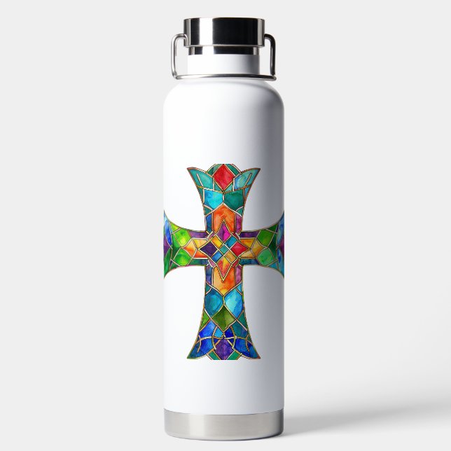 HELL gefARBEITETES GLAS SIEHT DURCH Trinkflasche (Rückseite)