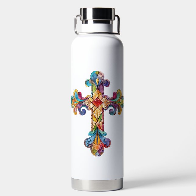 HELL gefARBEITETES GLAS SIEHT DURCH Trinkflasche (Rückseite)