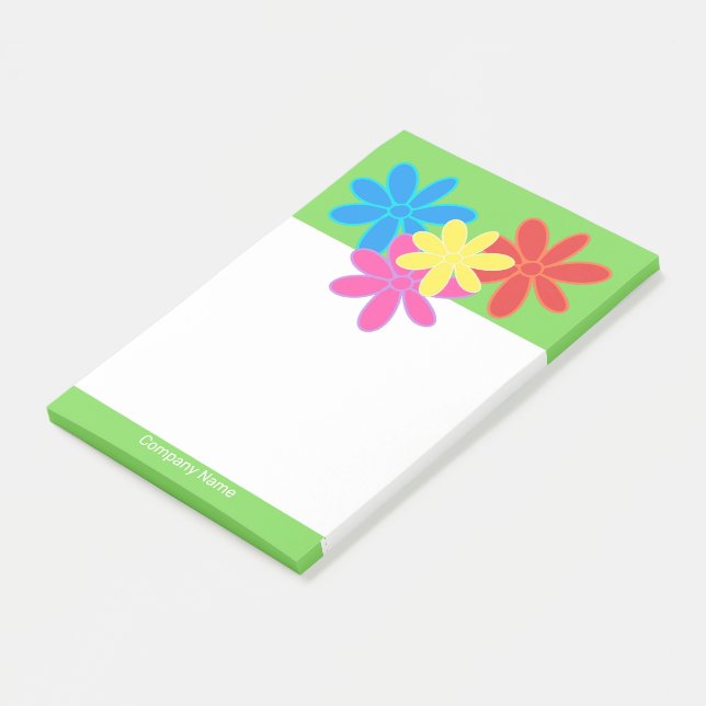 HELL gefärbte ABSTRAKTE BLUME GRÜNES GESCHÄFT Post-it Klebezettel (angewinkelt)