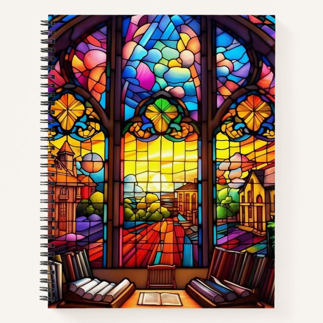 HELL gefärbte GLASBIBLIOTHEK Notizbuch (Vorderseite)