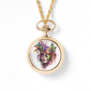 HELL gefärbte MARDI GRAS-FACE-MASKS Armbanduhr