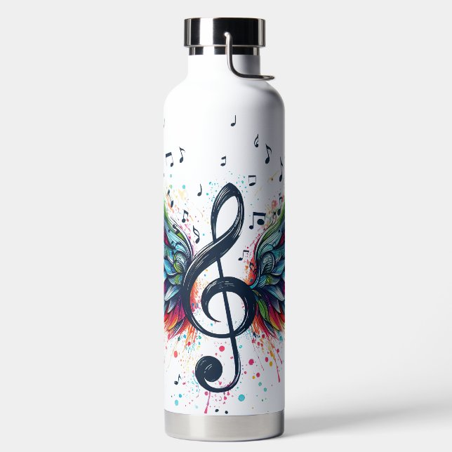 HELL gefärbte MUSIKKENNZEICHNUNGEN UND KLEINE KLEI Trinkflasche (links)