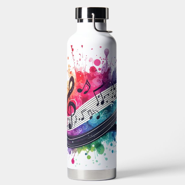 HELL gefärbte MUSIKKENNZEICHNUNGEN UND KLEINE KLEI Trinkflasche (links)