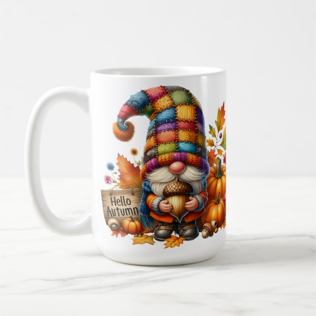 HELL gefärbte NIEDLICHE PATCHWORTFALL-GNOMES Kaffeetasse (Links)