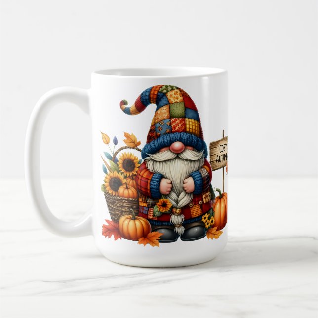 HELL gefärbte NIEDLICHE PATCHWORTFALL-GNOMES Kaffeetasse (Links)