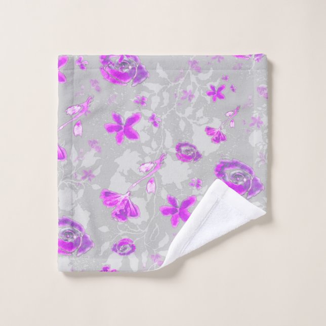 Hell gewaschene Blumen  Badhandtuch Set (Waschlappen)