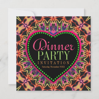 Hell & Groovy Hippie Bohemisches Abendessen Party Einladung
