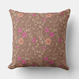 Hell karamellfarbene Vintage-Blumen Kissen