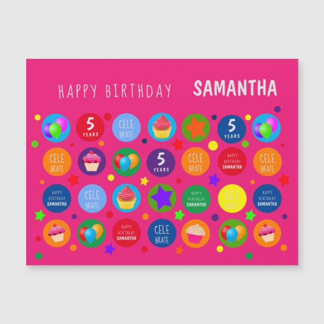 Hell, lebendig und farbenfroh - jedes Alter glückl Magnetkarte (Vorderseite)