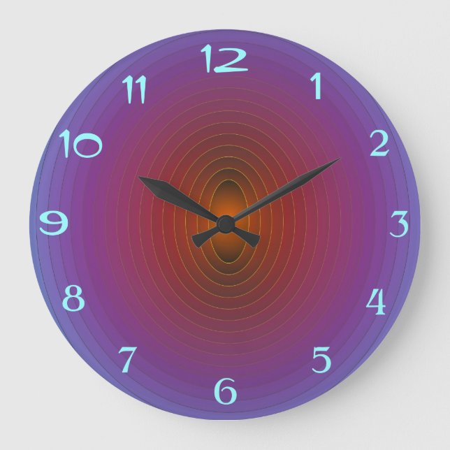 Hell Lila/Aqua> Fractual Gemustert WallClock Große Wanduhr (Vorderseite)