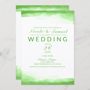 Hell Lime Green Watercolor Chic Modern Wedding Einladung