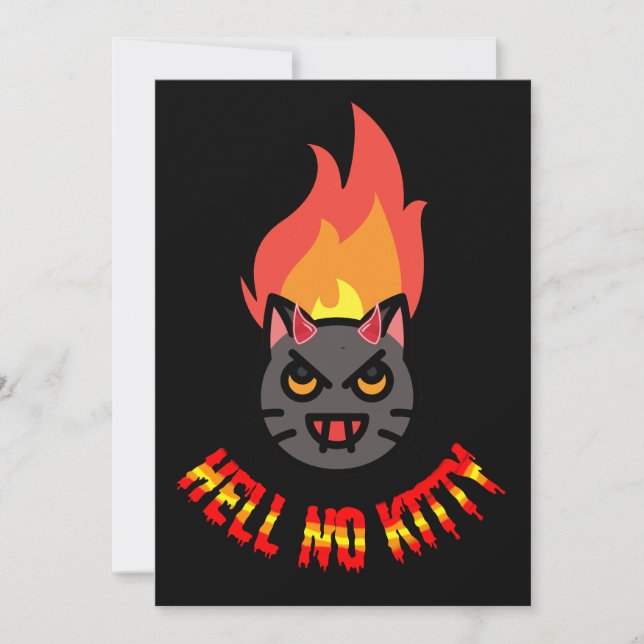 Hell No Kitty Hello Kitty Halloween Horror Design Einladung (Vorderseite)