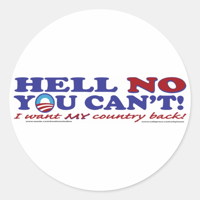 Hell-No-with-Obama-Logo Runder Aufkleber (Vorderseite)