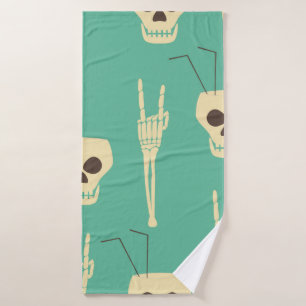 Hell party seamless pattern. Human skulls as goble Badehandtuch