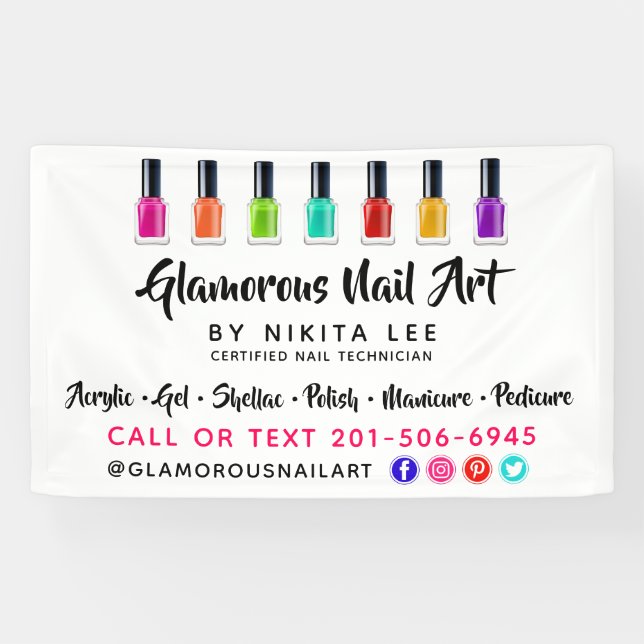 Hell Rainbow Nail Polnischer Art Tech Salon Custom Banner (Horizontal)