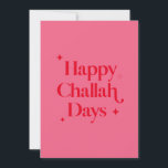 Hell Red Pink Happy Challah Days Funny Hanukkah Feiertagskarte<br><div class="desc">© Gorjo Designs. Made for you via Zazzle Plattform.

// Benötigen Sie Hilfe bei der Anpassung Ihres Designs? Andere Ideen got? Kontaktieren Sie mich (Zoe) direkt über den unten stehenden Kontaktknopf.</div>
