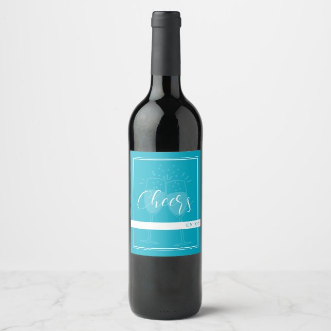 Hell Rich Sky Blue Custom Wine Label Weinetikett (Vorderseite)
