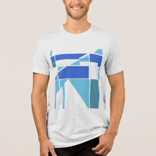 Hell & Royal Blauer Teal Geometrischer MCM-Look-De Tri-Blend Shirt