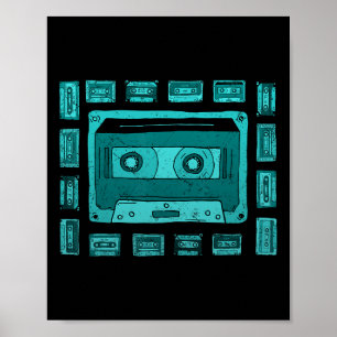 Hell Teal Aqua Old School Tapes Teal Aqua Farbe G Poster