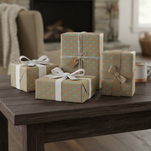 Hell Teal Blau Grün Punkte Rustikal Braunes Kraft Geschenkpapier