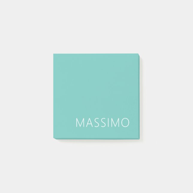 Hell Teal Trendige Moderne Minimalistische Chic Na Post-it Klebezettel (Vorderseite)