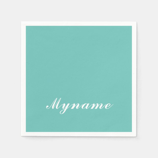 Hell Teal Trendige Moderne Minimalistische Schicke Serviette (Vorderseite)