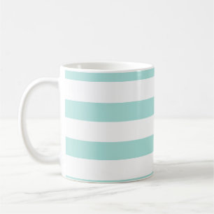 Hell Türkis und Weiß Breit Horizontal Gestreift Kaffeetasse