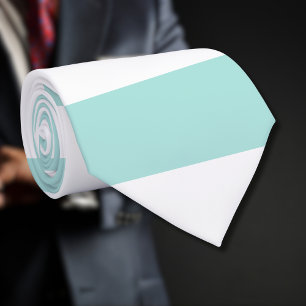 Hell Türkis und Weiß Breit Horizontal Gestreift Krawatte