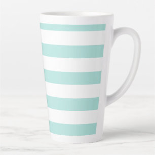 Hell Türkis und Weiß Breit Horizontal Gestreift Milchtasse