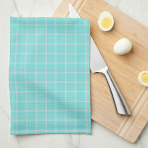 hell Türkis und Weiß kariert Gingham Geschirrtuch