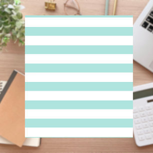 Hell Türkis und Weiße Breite Horizale Streifen Notizblock