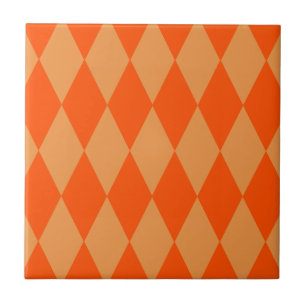 Hell und Dunkel Orange Harlequin Diamanten Dame Fliese