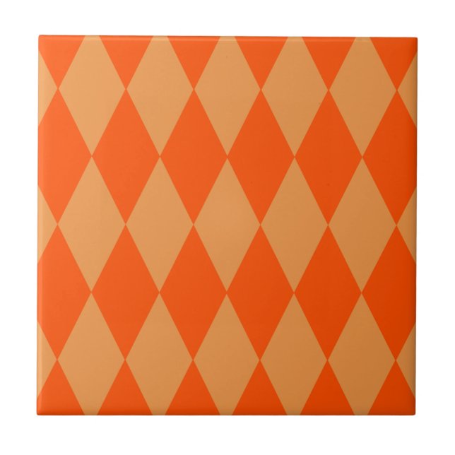 Hell und Dunkel Orange Harlequin Diamanten Dame  Fliese (Vorderseite)