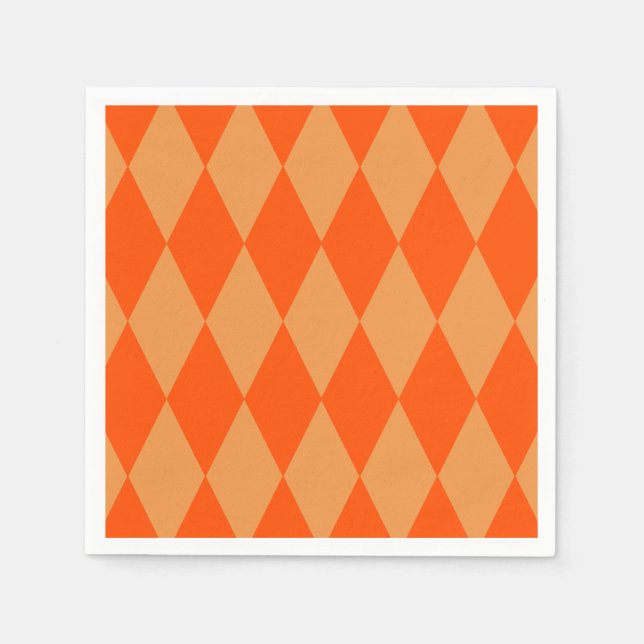 Hell und Dunkel Orange Harlequin Diamanten Dame  Serviette (Vorderseite)