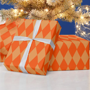Hell und Dunkel Orange Harlequin Diamanten Damespi Geschenkpapier