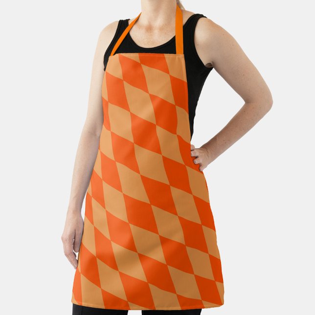 Hell und Dunkel Orange Harlequin Diamanten Damespi Schürze (Von Creator hochgeladen)